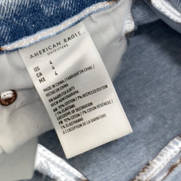 American Eagle Womens Distressed Patched Denim Shorts Size 4 High Rise - Picture 3 of 12